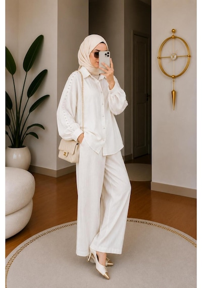 Hira Life Fashion Kadın Kolu Taş Detaylı Bel Bağlamalı Salaş Keten Gömlek Pantolon İki 'li Şık Takım Beyaz Beyaz Hira Life Fashion Kadın Kolu Taş Detaylı Bel Bağlamalı Salaş Keten Gömlek Pantolon İki 'li Şık Takım Beyaz Beyaz