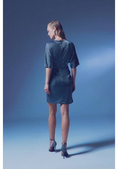 Sateen Simli Mini Elbise - Antrasit-135356 Antrasit