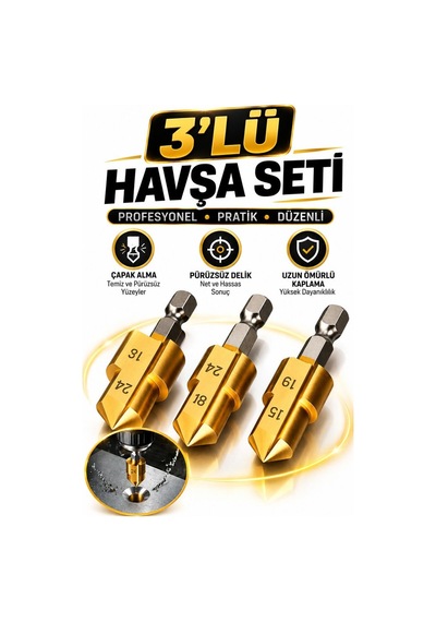 3'lü Havşa Seti Plastik Boru Açma Onarımı İçin