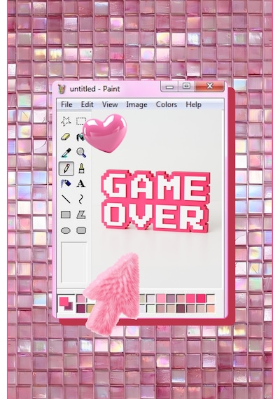 Retro Game Over Kabartmalı Dekoratif Obje - Pembe Masaüstü Ve Duvar Süsü Hediye