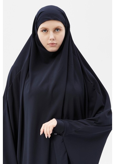 Altobeh Kadın Tesettür Medine İpeği Çarşaf Üstü Peçeli Sufle Hijab Lacivert