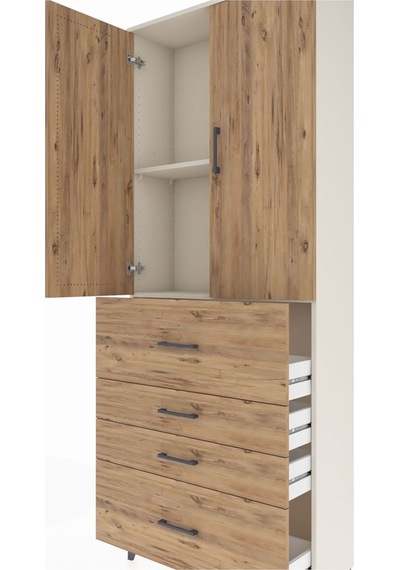 Arges Dolap 2 Raflı 4 Çekmeceli 2 Kapaklı 88x30x221 Aytaşı-çam Aytaşı