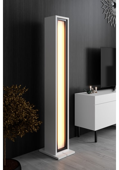 Nova Siyah Demir Ayaklı Rgb Led Işık Sistemli Beyaz Lambader Beyaz