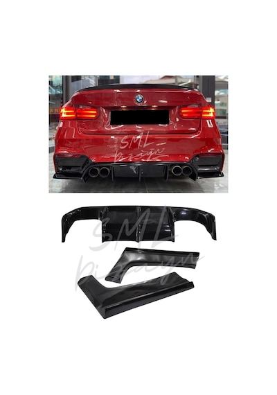 BMW F30-F80 M3 Difüzör 3 Parça Plastik F80 M3 Arka-Tampon-Difizör