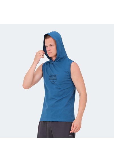 Slazenger VERSIO IN Erkek Kolsuz Baskılı Petrol Tişört