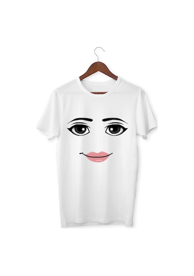 Alpşan Ticaret Roblox Women Face Tişört Beyaz Unisex Roblox Kadın Tişört Face Roblox T-shirt Beyaz