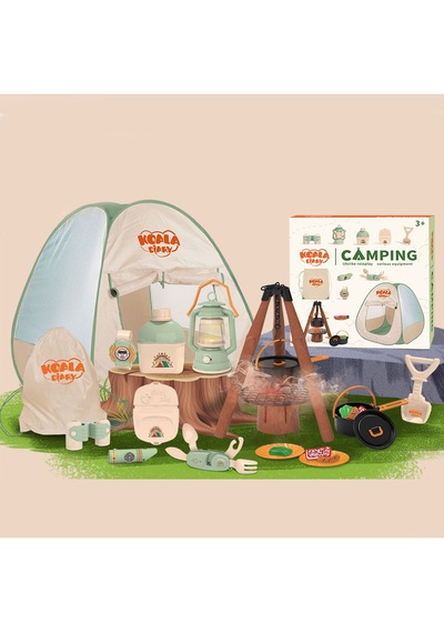 Learning Fun 17 Parça Buharlı Işıklı Çadırlı Kamp Eşyaları Seti O