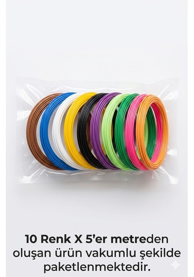Vakumlu Pla Filament 10 Renk 5 Metre Toplam 50m.