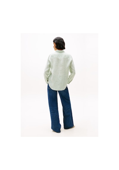 Tommy Hilfiger Ess Lınen Relaxed Shırt Kadın Yeşil Gömlek - Ww0ww44679 Yeşil