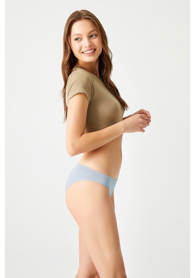 Los Ojos Mavi Fitilli Seamless Klasik Külot Ribbed Classic Mavi