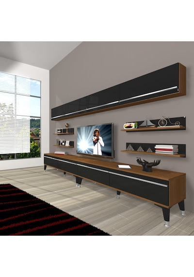 Decoraktiv Eko 360y Mdf Silver Tv Ünitesi Tv Sehpası Ceviz - Siyah