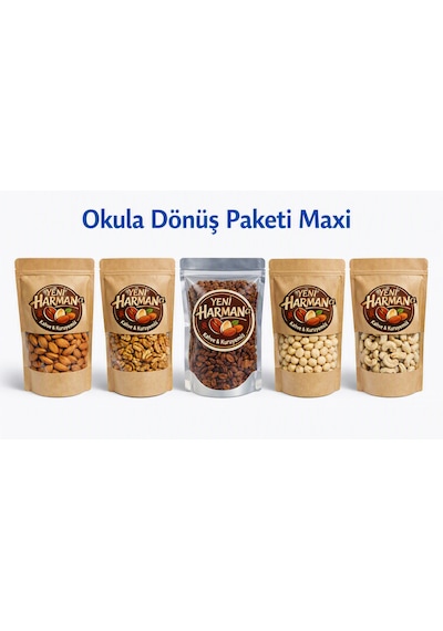 Yeni Harmancı Okul Beslenme Paketi Maxi 5'li Sağlıklı Atıştırmalık 2,5 Kg 500 Gr Çiğ Badem Içi, 500 Gr Çekirdeksiz Kuru Üzüm, 500 Gr Ceviz Içi, 500 Gr Kavrulmuş Fındık, 500 Gr Kaju Çiğ 2500 G Yeni Harmancı Okul Beslenme Paketi Maxi 5'li Sağlıklı Atıştırmalık 2,5 Kg 500 Gr Çiğ Badem Içi, 500 Gr Çekirdeksiz Kuru Üzüm, 500 Gr Ceviz Içi, 500 Gr Kavrulmuş Fındık, 500 Gr Kaju Çiğ 2500 G