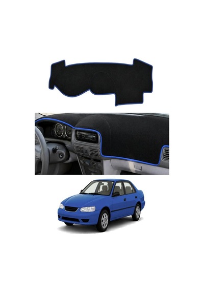 Toyota - Corolla 2000-2006 Uyumlu Torpido Koruma Kılıfı - Mavi Şeritli