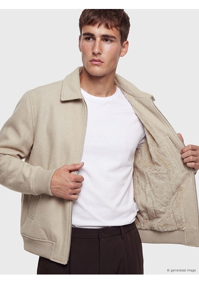 Lcw Vision Bej Regular Fit Gömlek Yaka Erkek Mont