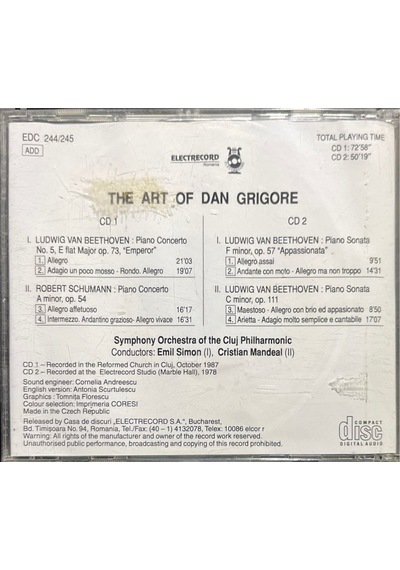 Plak Değildir Cd Dir Cd The Art Of Dan Grigore Arta Lui Dan Gri