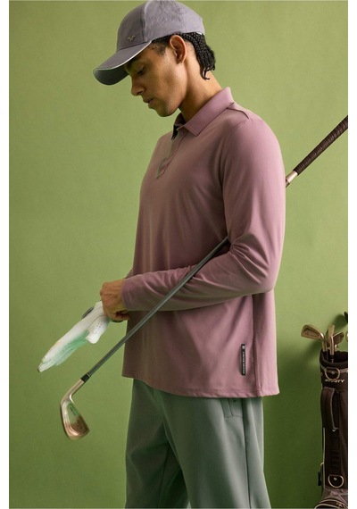 Defacto Standart Fit Polo Yaka Sporcu Uzun Kollu Tişört F7611ax26sppr338 Mor-pr338