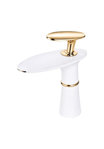 Rıva Kısa Lavabo Bataryası Mat Beyaz-altın Beyaz - Altın