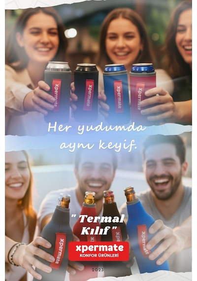 Xpermate Termal İçecek Kılıfı Sıcak & Soğuk Tutan Kutu Bira Termal Kılıf 0,5l Siyah