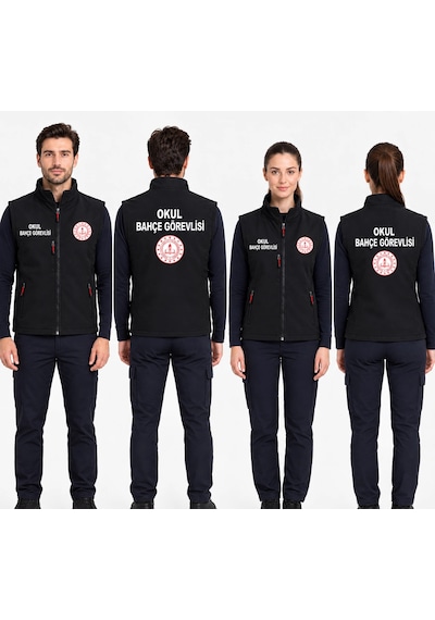 Okul Bahçe Görevlisi Yelek Soft Shell - Siyah