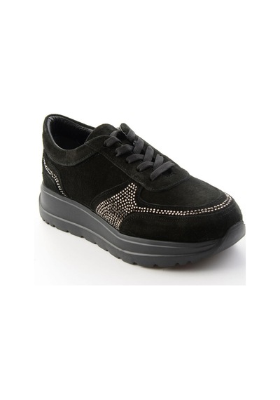 Bambi Siyah Süet Hakiki Deri Kadın Sneaker K01753051402