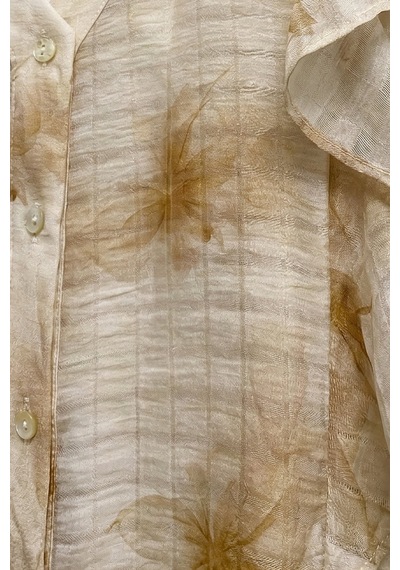 Sateen Fırfır Detaylı Gömlek - Kahve-137360