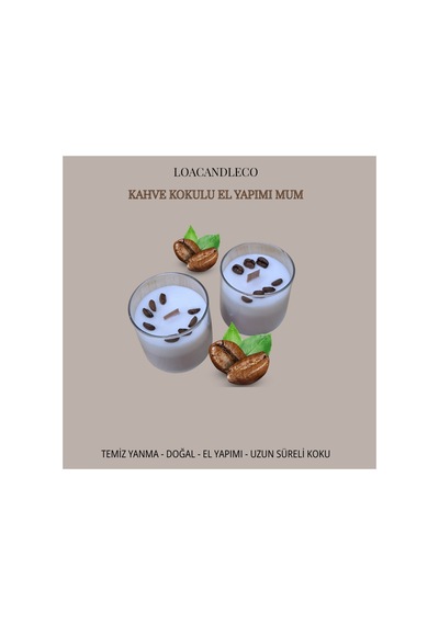 Loa Candle Co Kahve Kokulu El Yapımı Soya Mum Beyaz - 717849628 Beyaz