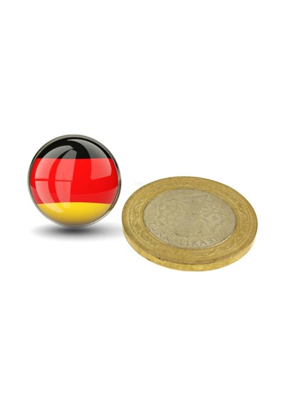 Almanya Germany Bayrak Rozeti - Paslanmaz Çelik Yuvarlak Yaka Rozeti Çok Renkli