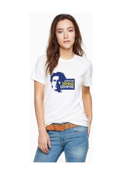 Formula F1 Ayrton Senna F1 Car Baskılı Beyaz Kadın Tshirt (534309484)