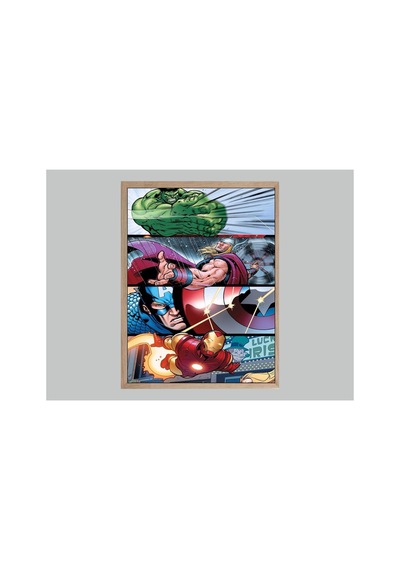 Marvel Doğal Ahşap Çerçeveli Tek Parça Dekoratif Tablo Çok Renkli - 844528749 Çok Renkli
