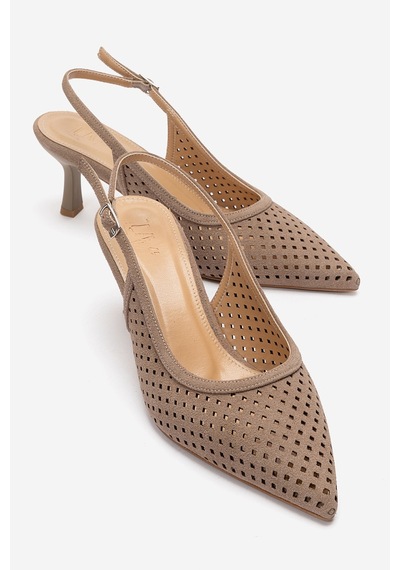 Luvishoes Uvıen Vizon Süet Kadın Topuklu Ayakkabı