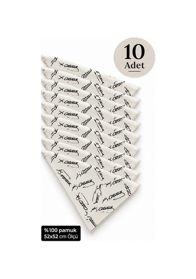 Herşeynota 10 Lu Atatürk İmzalı Pamuk Fular Bandana 52x52 Cm Unisex Çok Amaçlı Set Çok Renkli