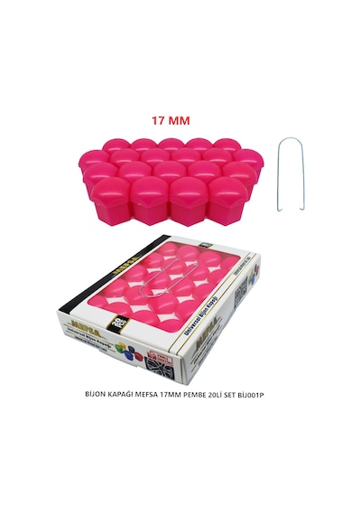 Bijon Kapağı Düz 17 Mm Pembe 20 Li Set