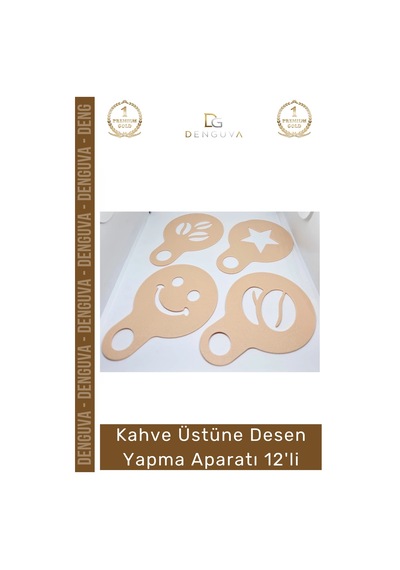 Kahvedeseni Seti Barista Latte Art Stencil 3d Baskı Takımı Kahve Üstüne Desen Yapma Aparatı 12'li Çok Renkli