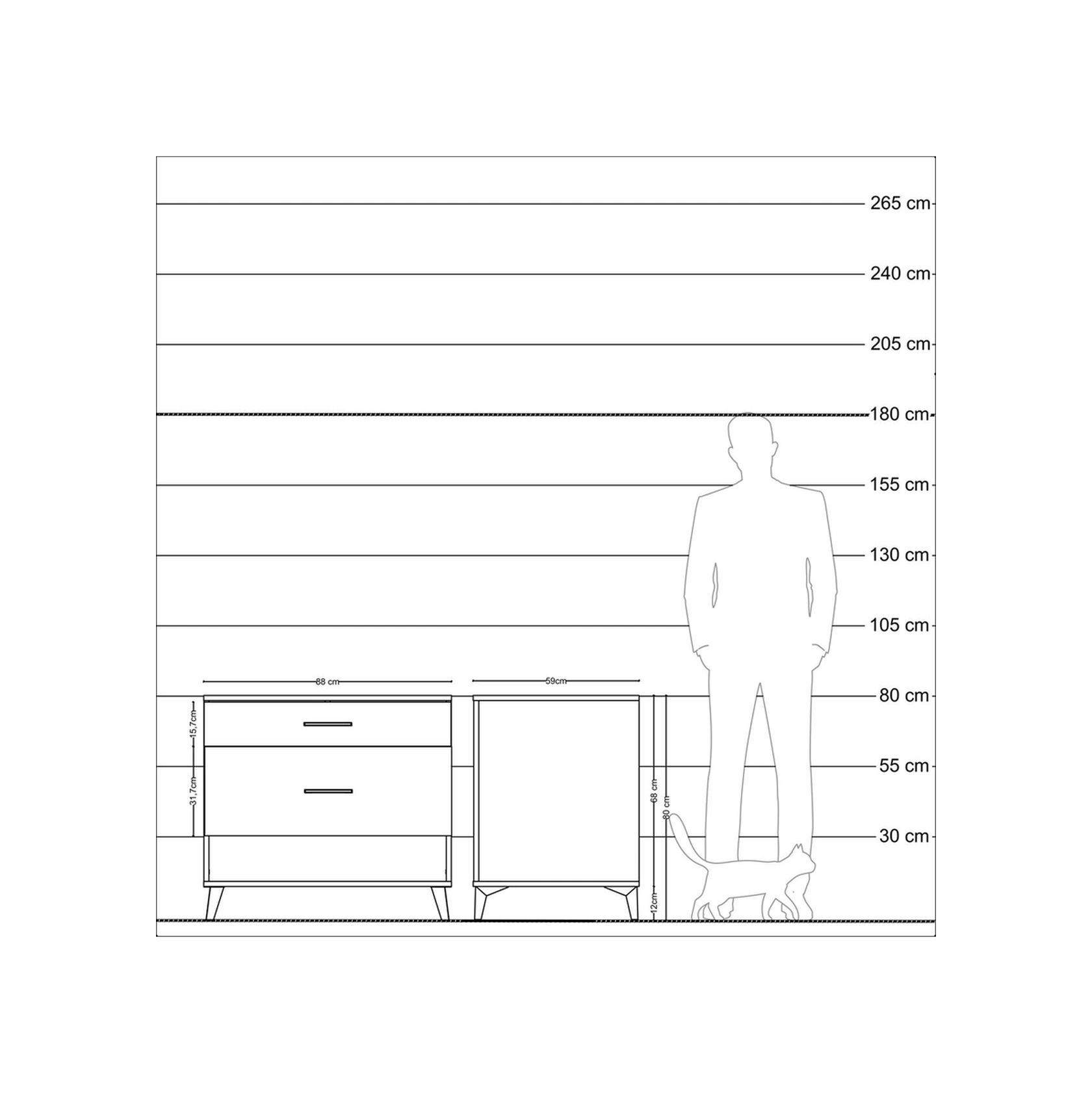 Kronos Şifonyer 2 Çekmeceli 88x59x80 Antrasit-çam Antrasit