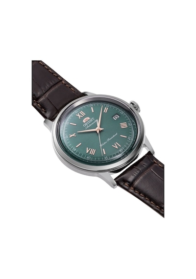 Orient Bambino Ra-ac0023e30b Kurmalı Otomatik Deri Kahverengi Yeşil Kadran 41 Mm Erkek Kol Saati Gri