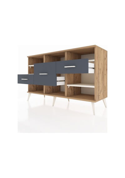 Hyperion Konsol 5 Raflı 3 Çekmeceli 132x44x83 Çam-aytaşı/antrasit Aytaşı/antrasit Hyperion Konsol 5 Raflı 3 Çekmeceli 132x44x83 Çam-aytaşı/antrasit Aytaşı/antrasit