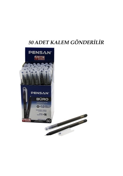 50 Adet Pensan Büro Siyah Tükenmez Kalem M-medium - 1.0mm Uç Bx40 Diğer