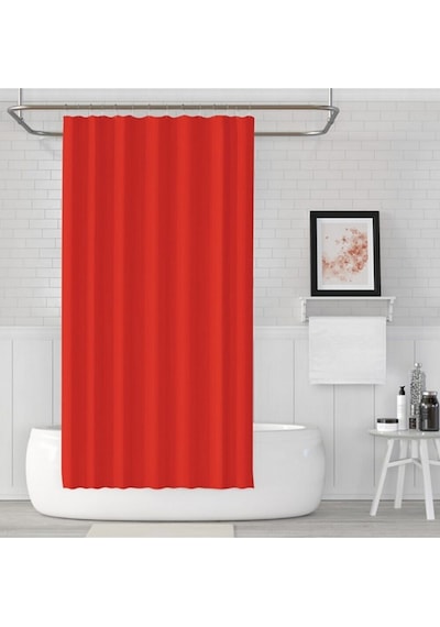 Kırmızı Banyo Perdesi 180x200 Duş Perdesi Tek Kanat Küvet Perdesi Kırmızı