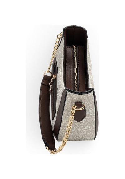 Silver & Polo Silver Polo Taş - Kahve Monogram Kadın Omuz Çantası Sp1168