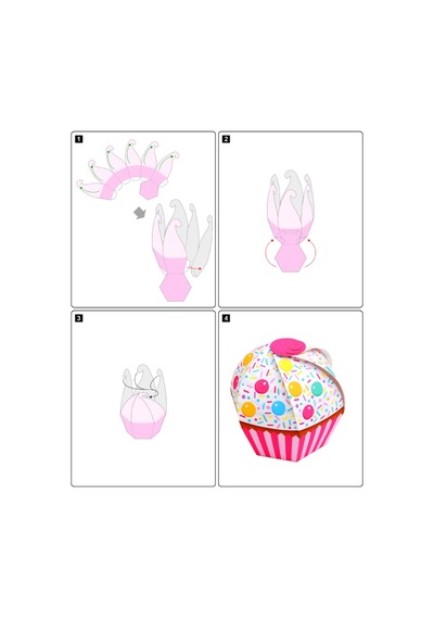 Bonbon Desenli Cupcake - Hediye, Şeker Ve Kurabiye Sunum İkram Kutusu Pembe - 20'li Paket