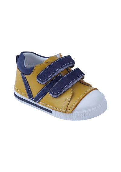 Angelokids Elma Şekeri 01100 Deri Ortopedik Ilk Adım Ayakkabı 19-21 (415273976) Lacivert - Sarı