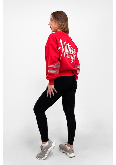 Nature The Brand Ntb Kolda Pvc Şerit Detaylı Oversize Sweatshirt Kırmızı