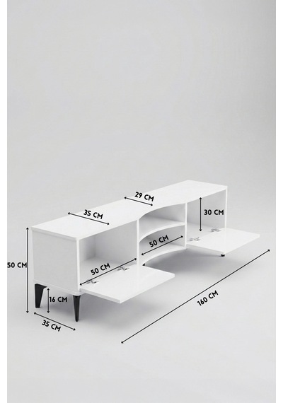 Vera Tv Sehpası Suntalam Beyaz 160x35 Cm Çok Renkli