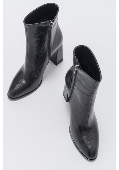 Luvishoes Jewel Siyah Baskı Kadın Topuklu Bot Siyah