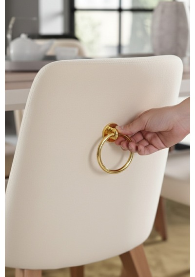 Halka Sarkaç Kulp - Altın Sarı Sandalye Arkası Mobilya Kulbu - Üstten Vidalı - 60 Mm Çap Altın Sarı