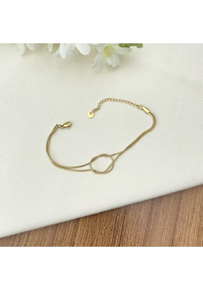 Sonsuzluk Bileklik Düğüm Model Yüksek Kalite 316 L Paslanmaz Çelik Gold 17 + 5 Cm