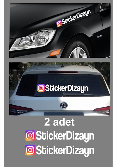 Kişiye Özel İnstagram Sticker 2 Adet - Sosyal Medya İnstagram Sticker - Araba Oto Araç Motosiklet Karavan Cam Sticker - 00926 60 Cm