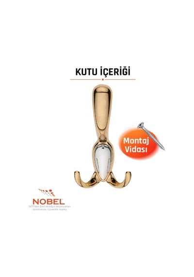 Ari S Portmanto Askısı, Metal Vestiyer Askısı, 80 Gr, Dolap Ve Duvar Askılığı, Altin Vidalı Altın