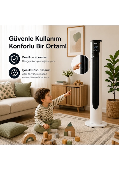 Mole F10 Kule Tipi Kademe Sayısıkumandalı 3 Kademeli 50w Beyaz