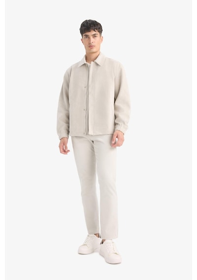 Defacto Oversize Geniş Kalıp Gömlek Yaka Çıtçıtlı Fermuarlı Süet Mont E8899ax25aubg766 Bej